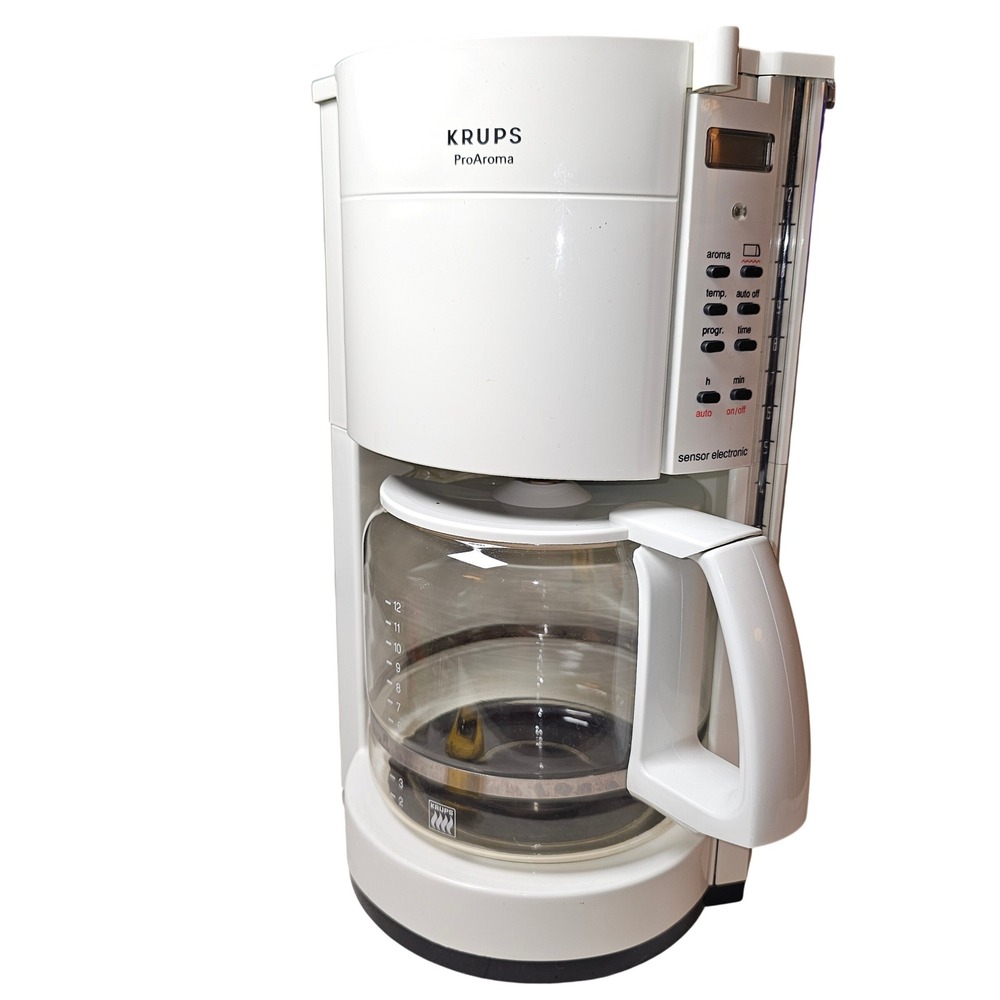 Vintage Krups ProAroma Type 453 White 12 Cup Programmable Coffee Maker Braun
